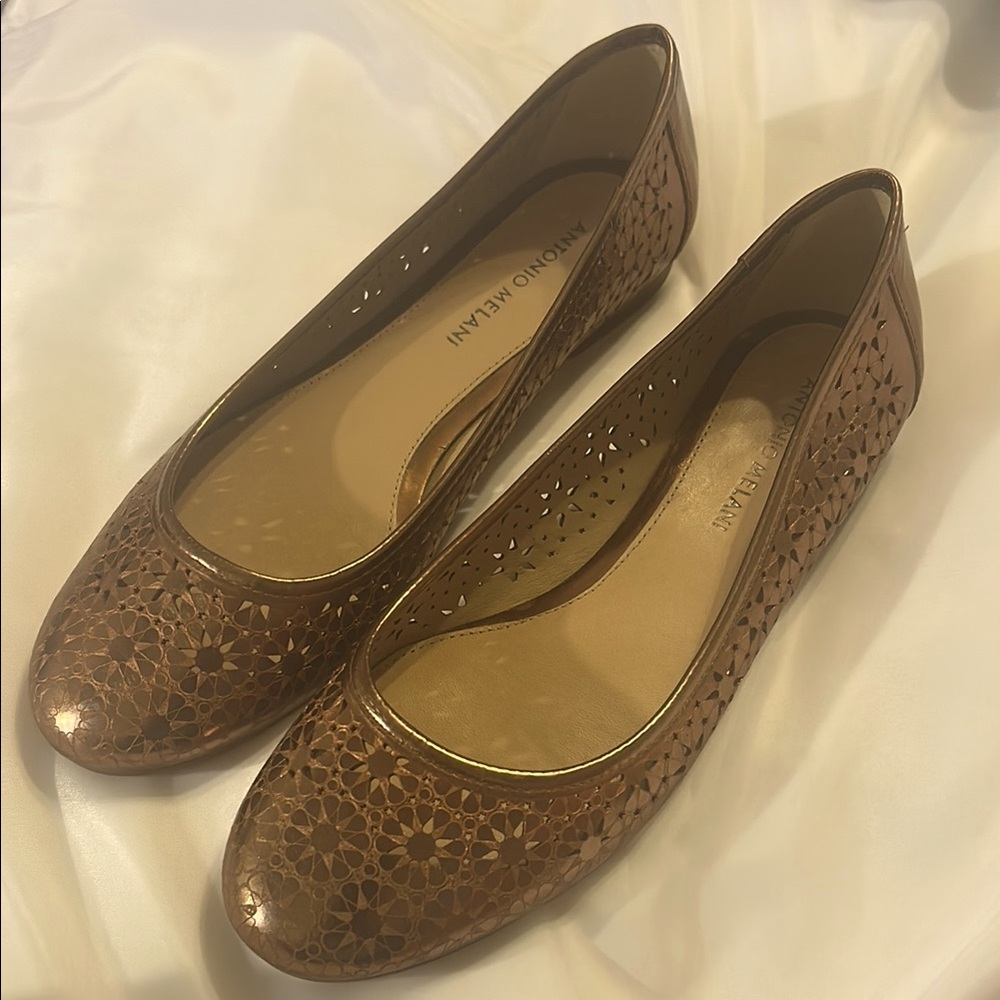 ANTONIO MELANI Copper Perforated Flats.   New Without Tags - Picture 2 of 7